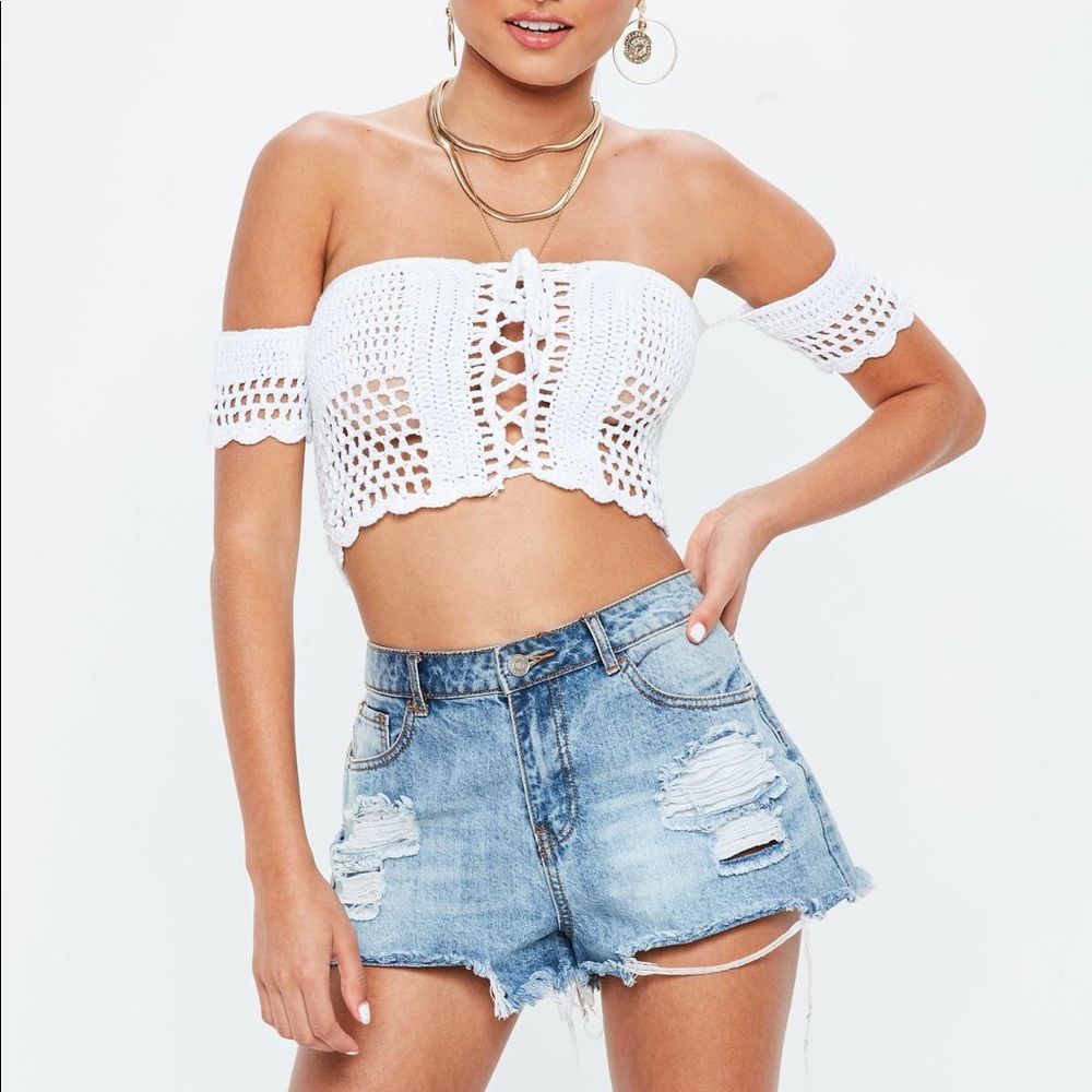 ☁️Elle Crochet Crop Top: WHITE